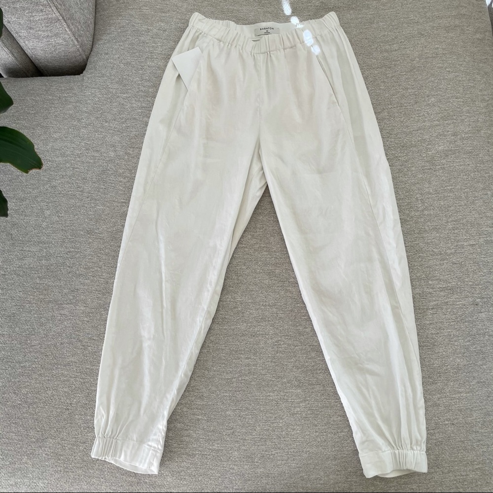 Aritzia Babaton Linen Dexter Pant in Birch XS